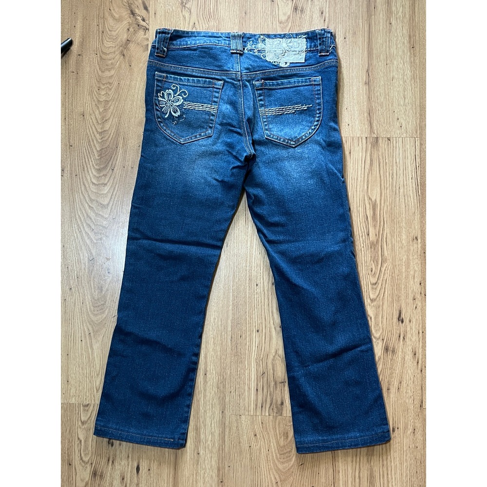 Unionbay Straight Leg Jeans Juniors 9 Y2K Floral Embroidered Mid Rise Stretch - Picture 3 of 11